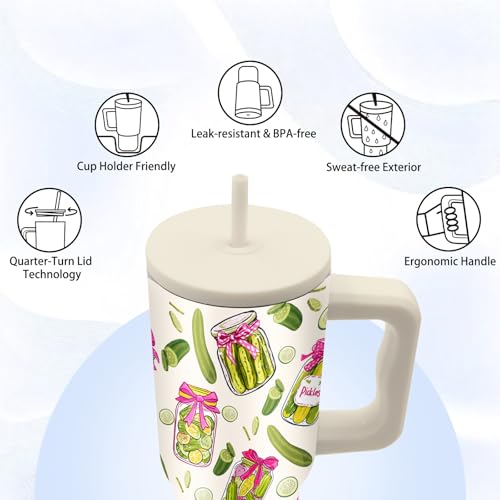 Pickle Gifts Tumbler 24oz Pickle Tumbler with Handle & Straw, Leak-proof - color: Pickle1