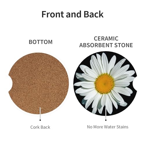 Daisy Flower Car Cup Holder Coasters 2 Pack 2.63" for Women - color: Clear
