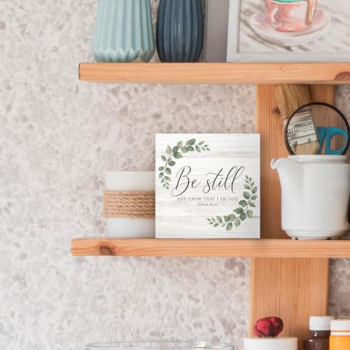 Christian Be Still and Know That I Am God Wood Box Sign Desk Decor - color: Be Still