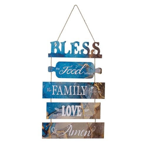 Bless The Food Before Us Welcome Sign, Farmhouse Wooden Door Wreath, Kitchen Wall Decor Sign, Rustic Welcome Hanging Sign for Front Porch Dining Room, Housewarming Gift, Thanksgiving Christmas - color: Color 3
