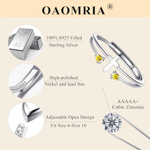 S925 Sterling Silver Cross Rings Birthstone Rings Christian Jewelry for Women Daughter, Easter Gifts, Confirmation and Baptism Gifts - color: 11-Nov