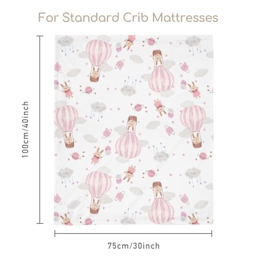 Fleece Baby Blankets for Girls & Boys, Infant Toddler Blanket - color: Pink Balloon Rabbit