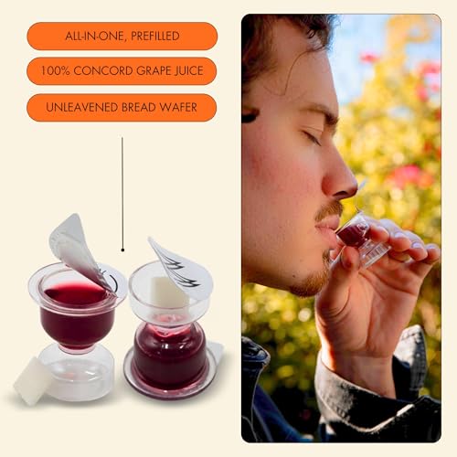 The Miracle Meal Chalice Pre-filled Communion Cups: 100% Concord Grape Juice & Wafer - Box of 100 for Divine Communion Experiences - size: 0.17 Fl Oz (Pack of 400)