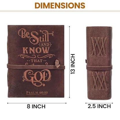 LEATHER VILLAGE Bible Journal For Women Be Still Verse, Fuchsia 13x8. - color: Fuchsia, size: 13 inches X 8 inches