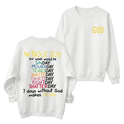 Christian Sweatshirts for Women God Jesus Sweatshirt Faith Bible Verse Crewneck Religious Inspirational Pullover Top - color: White, size: Large
