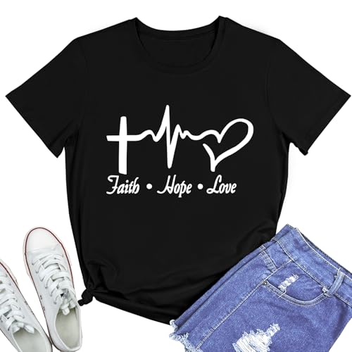 BLACKMYTH Graphic T-Shirts for Women Faith Shirts for Women - color: Black, size: Medium