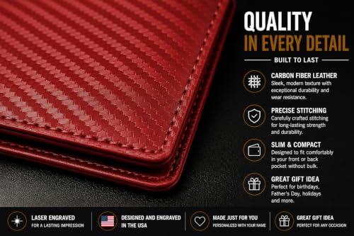 LaserGram Personalized Wallet, Christian Cross (Carbon Fiber Red) - color: Carbon Fiber Red