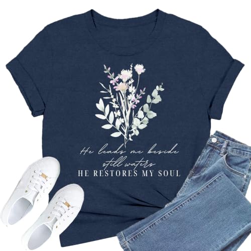 Christian Shirts for Women Faith Jesus Bible Verse Tops - color: Blue1, size: Small