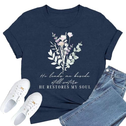 Christian Shirts for Women Faith Jesus Bible Verse Tops - color: Blue1, size: X-Large