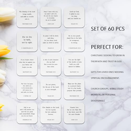 Bible Verse Cards, 60 Scripture Cards with Bible Verses - color: Pearl 02
