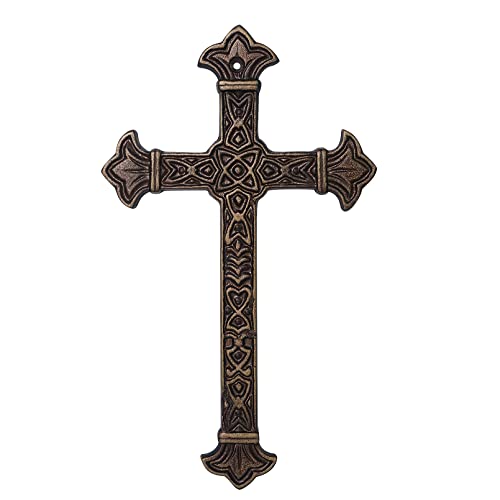 DreamsEden Metal Cross Christian Wall Art, Antique Hanging Religious Cross Decor Vintage Living Room Bedroom Home Decoration - color: Antique