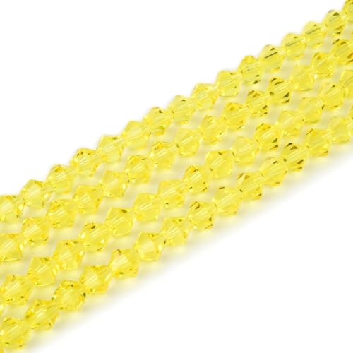 250pcs Czech 6mm (0.24 Inch) Faceted Bicone Crystal Glass Loose Beads Spacer Bulk Light Topaz Yellow for DIY Craft Jewelry Making CCB609 - color: Light Topaz, size: 6mm - 250pcs