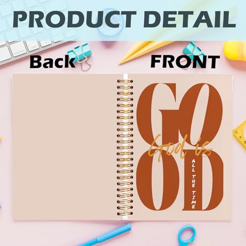 Yhtrg God Is Good Christian Spiral Hardcover Notebook, Orange Brown Inspirational Writing Journal, Religious Faith Prayer Notebook for Bible Study Daily Journaling, 5.5x8.3 - color: Orange Brown