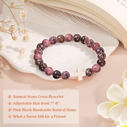 Christian Grandparents - Day Gifts for Women, Religious Cross Bracelet - color: Friend-Red