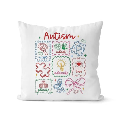 QIYUHOY Autism Awareness Mental Health Throw Pillow Covers, 18x18 Inch - color: 010-motivational
