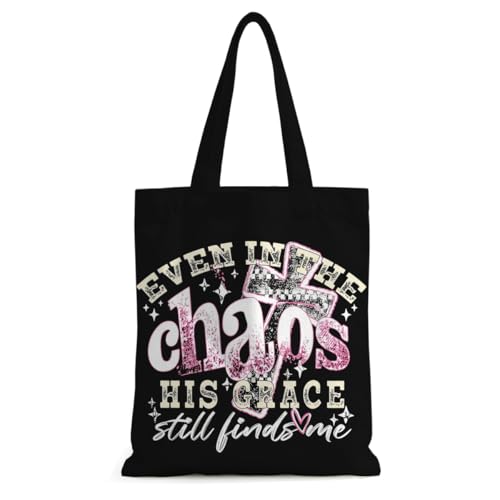 Religious Canvas Tote Bag Tote Bag for Women Christmas Birthday Canvas Bags for Shopping Beach Grocery - color: Chaosgrace