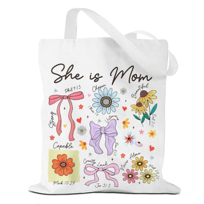 Mama Mom Tote Bag Mom Birthday Gifts Canvas Tote Bag, Reusable Canvas Shoulder Bags for Grocery Shopping, Beach 01 - color: Sheismom01