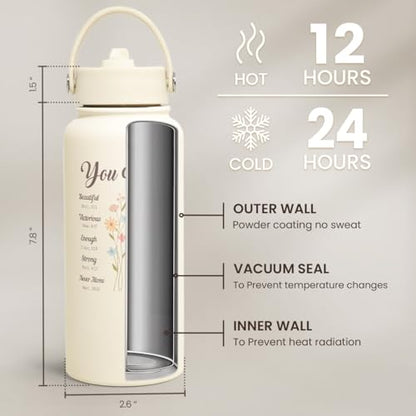 Christian Gifts for Women, Inspiration Water Bottle 32oz Stainless Steel Insulated with Lid, Religious Gifts for Mom Friends Ladies on Birthday Mother's Day Christmas - color: Christian 2