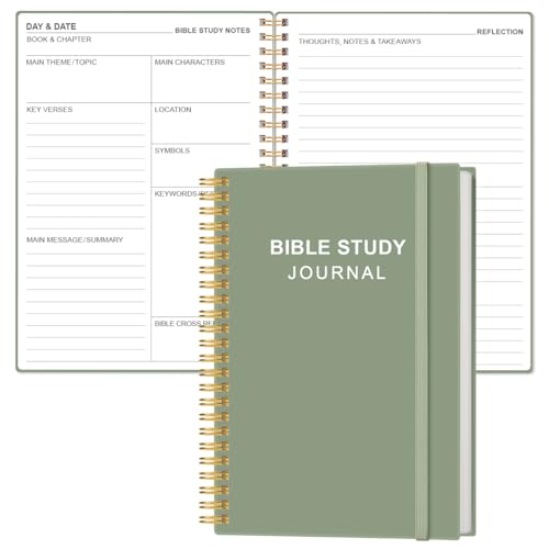 Heveboik Bible Study Journal – Church Notes Notebooks – Note Taking & Journaling Kit, 5.8" x 8.5", Green - color: Green