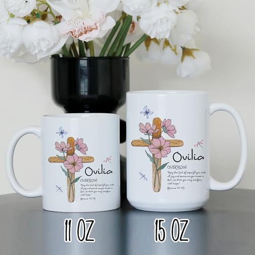 Personalized Name with Bible Verse Mug - Custom Bible Verse Birth Flower 11oz 15oz - Cross Christian Coffee Mug - Religious Gifts for Women - color: GOD-BIBLE-M1