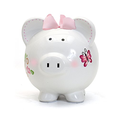 Child to Cherish Ceramic Piggy Bank for Girls, Pink Dotted Owl - color: Pink Dotted Owl