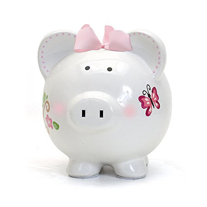 Child to Cherish Ceramic Piggy Bank for Girls, Pink Dotted Owl - color: Pink Dotted Owl