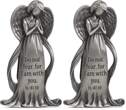 Dicksons Guardian Angel Scripture Silver Tone 2 inch Zinc Alloy Automotive Visor Clip (Pack of 2) - size: 2 inch (Pack of 2)