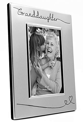 Haysom Interiors Beautiful Two Tone Silver Plated Granddaughter 4" x 6" Picture Frame with Black Velvet | Unique and Thoughtful Gift Idea by Happy Homewares - size: Granddaughter