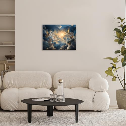 Angel Wall Art Cherub Pictures Wall Decor Angel Wings Canvas Print Painting Modern Home Decoration Framed Artwork For Living Room Bathroom Bedroom Kitchen Office 16"X20" - color: Angle, size: 16"L x 20"W