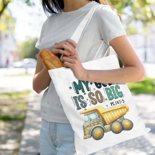 VICBOU Bible Verse Canvas Tote Bag Religious Christian Gifts for Women Men Faith Canvas Tote Reusable Grocery Bag - color: Truckgod