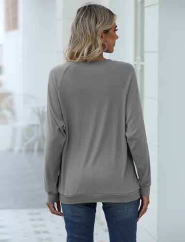 EADINVE Women Daisy Print Sweatshirts Crewneck Long Sleeve Pullover Tops - color: Grey, size: X-Large