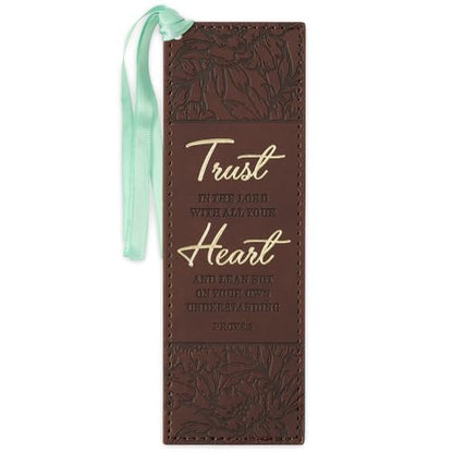 Christian Art Gifts Premium Faux Leather Floral Bookmark: Trust in The Lord - color: Brown - Trust Lord