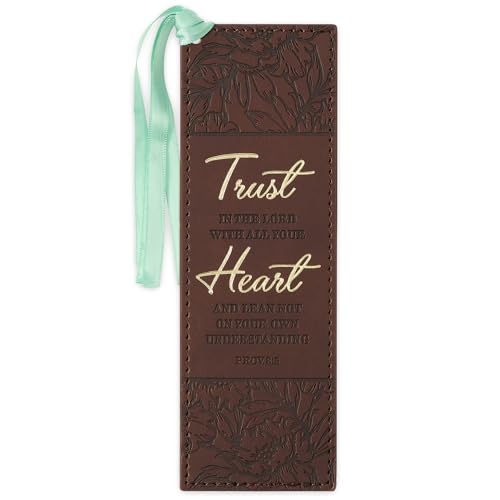 Christian Art Gifts Premium Faux Leather Floral Bookmark: Trust in The Lord - color: Brown - Trust Lord