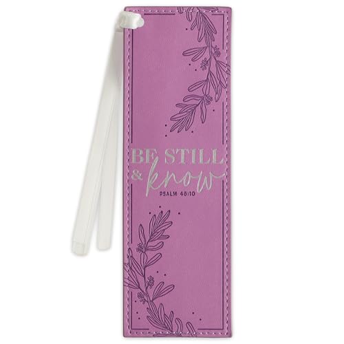 Christian Art Gifts Faux Leather Bookmark for Women: Be Still and Know - color: Purple - Be Still