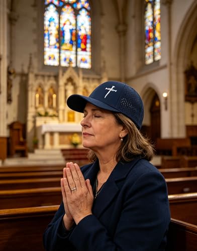 Embroidered Jesus 3 Nails Cross-Christian Religious Hats for Men & Women - color: 3 Nail Cross Nylon Navy Blue