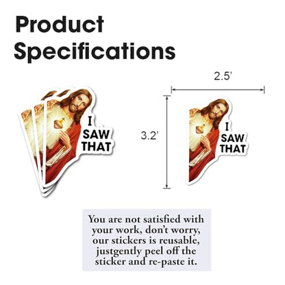 Jesus I Saw that Stickers 3Pcs Decals Vinyl Waterproof - Journaling Jesus Christian Stickers for Water Bottles, Phone Laptop (I Saw that) - color: I Saw That