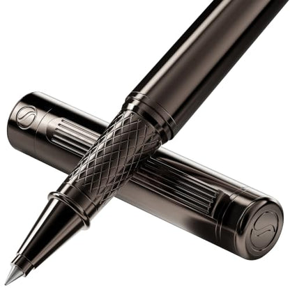 Scriveiner Gun-Metal Rollerball Pen - Stunning Luxury Pen, Schmidt Ink Refill, Best Roller Ball Gift Set for Men & Women, Professional, Executive Office, Nice Pens - color: 21. Gun-Metal