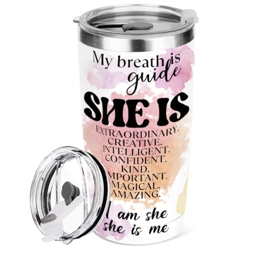 Positive Affirmations Tumbler, Self Love Mental Health Gifts Inspirational Gifts for Women Friend Sister Girls Birthday Friendship Christmas 20 oz Insulated Coffee Tumbler Travel Cup - color: SheIs 0855