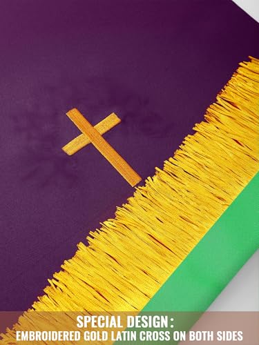 Cutecrop 3 Set Parament Table Runner Altar Cloth Green and Purple - color: Green and Purple