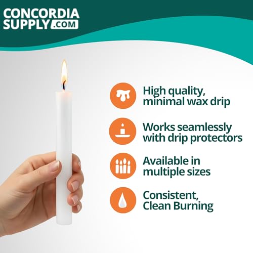 Concordia Supply 6.5" x 1/2" White Candlelight Vigil Candles, Box of 100 - size: 6.5 inches, style: 100ct