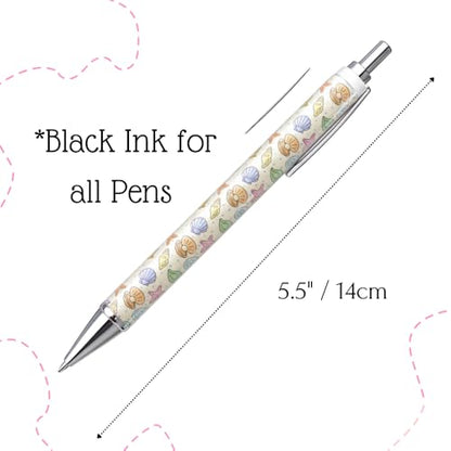 8PC Glittery Beach Pens Cute Sparkly Sea Shells Coconut Trees Sea Animals Ocean Tropical Theme Pen Party Treats Office Supplies Summer Cruise Gifts For Travelers Coworkers Friends Teachers Nurses - style: Beach