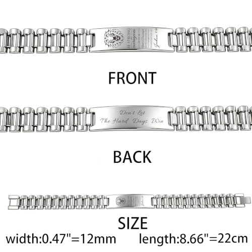 Bible Verse Bracelets Inspirational Christian Wristbands Graduation Gifts to Son Men Dad Father Husband Boyfriend Encouragement Jewelry Adjustable Stainless Steel Bracelet - style: SILVER JOSHUA 1:9(DON'T LET THE HARD DAYS WIN)