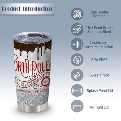 20oz North Pole Hot Chocolate Insulated Stainless Steel Tumbler with Lid - color: 1 Count (Pack of 1)-hot chocolate