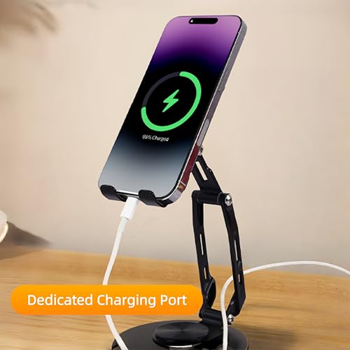 All-Metal Cell Phone Stand 360° Rotatable & Height Adjustable - 25KG Super Load-Bearing, Foldable Desk Stand for Phone, Compatible with iPhone 17/16/15/14, Kindle eBook, Silver - color: D-Quad-Fold - Silver