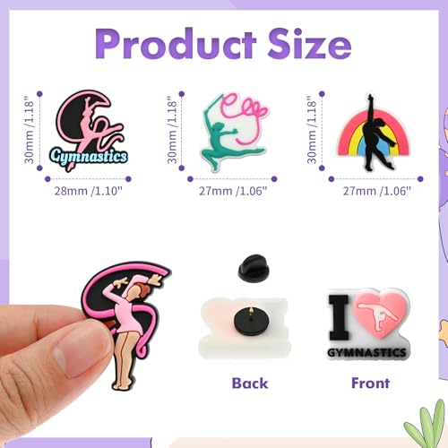 Cute Pins Bulk, Funny Lapel Badge Pins Rubber Brooch Pins for Backpacks, Hats, Bags - style: Gymnastics-20PCS