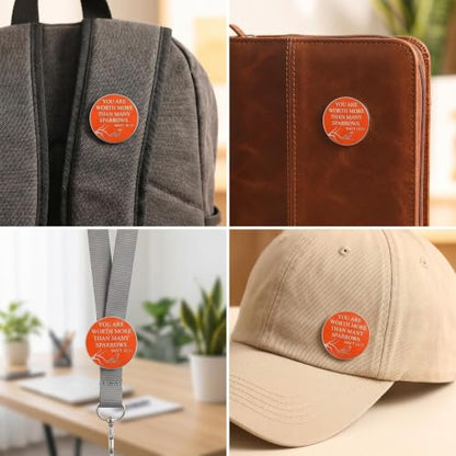Matthew 10:31 Bible Verse Enamel Pin, Orange Silver Sparrow Lapel Pin, You Are Worth More Than Many Sparrows Christian Badge for Jackets Backpacks, Faith Encouragement Gift for Believers Church