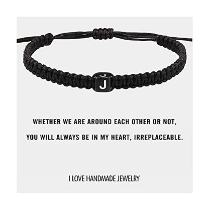 Initial Bracelets for Women Teen Girls Handmade Rope Braided Bracelet for Men Jewelry Birthday Graduation Mother's Day Gifts for Mom Wife Girlfriend Her Friends - style: J