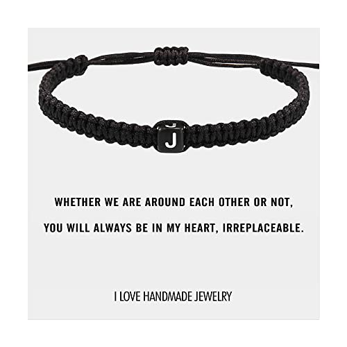 Initial Bracelets for Women Teen Girls Handmade Rope Braided Bracelet for Men Jewelry Birthday Graduation Mother's Day Gifts for Mom Wife Girlfriend Her Friends - style: J
