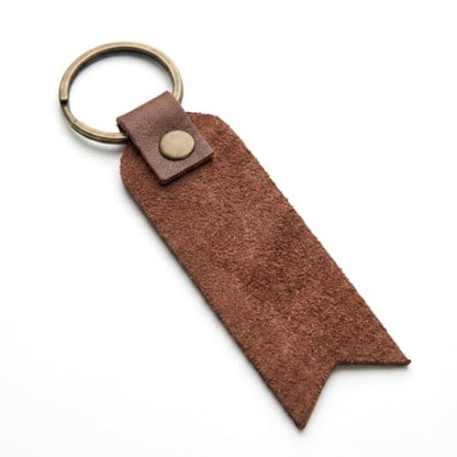 Leather Keychain, Christian Gifts for Men and Women, Full Grain Cowhide Debossed Bible Verse Flat Key Fob - color: Jordan Brown