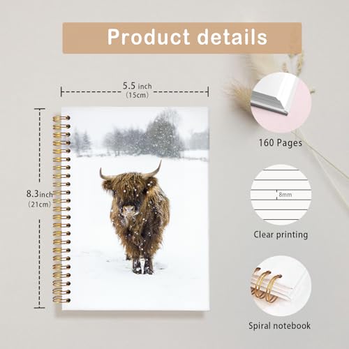 Cow Notebook Journal,Cow Gifts for Women - color: Highland cow
